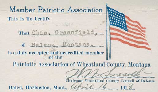 Patriotic Assn of Wheatland County Card