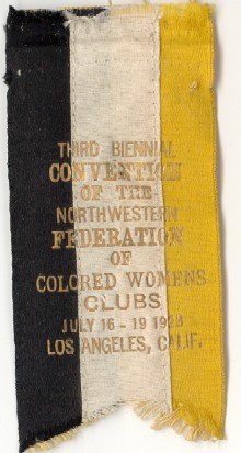 1923 Third Biennial Convention of the Northwestern Federation of Colored Women's Clubs Los Angeles ribbon 