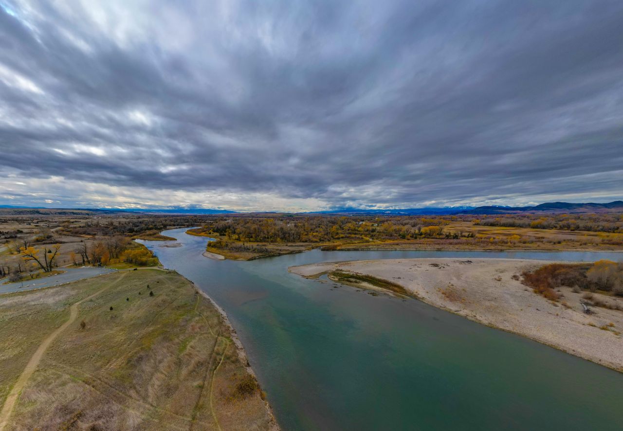 Panoramic photo of the Three Forks of the Missouri River in Gallatin County, Montana