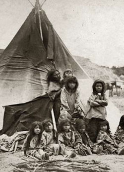 Crow Indians, 1888, photo by O. S. Goff, Fort Custer, MT, Montana Historical Society Photo Archives 955-809