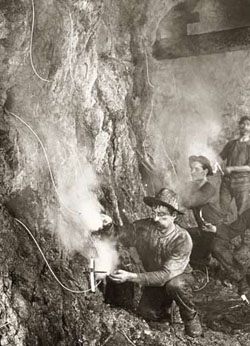  Ready to blast 1900 feet under the Butte Post Office, photo by N. A. Forsyth, Montana Historical Society Photo Archives Stereograph Coll.  